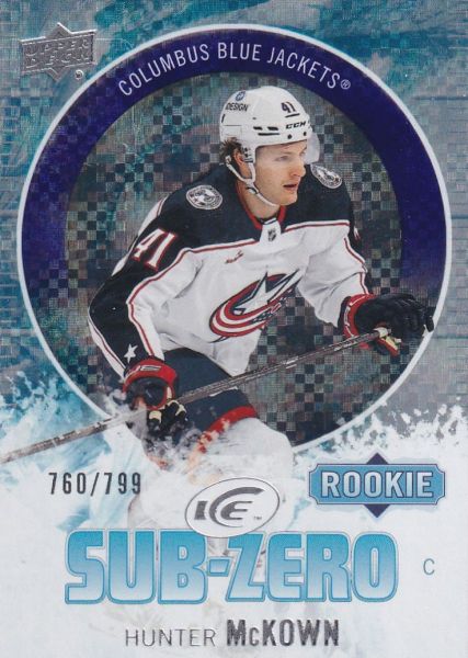 insert RC karta HUNTER McKOWN 23-24 UD Ice Sub-Zero Rookie /799